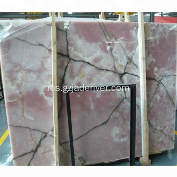 Kualiti Pink Warna Asli Onyx Stone Wall Panel Slab